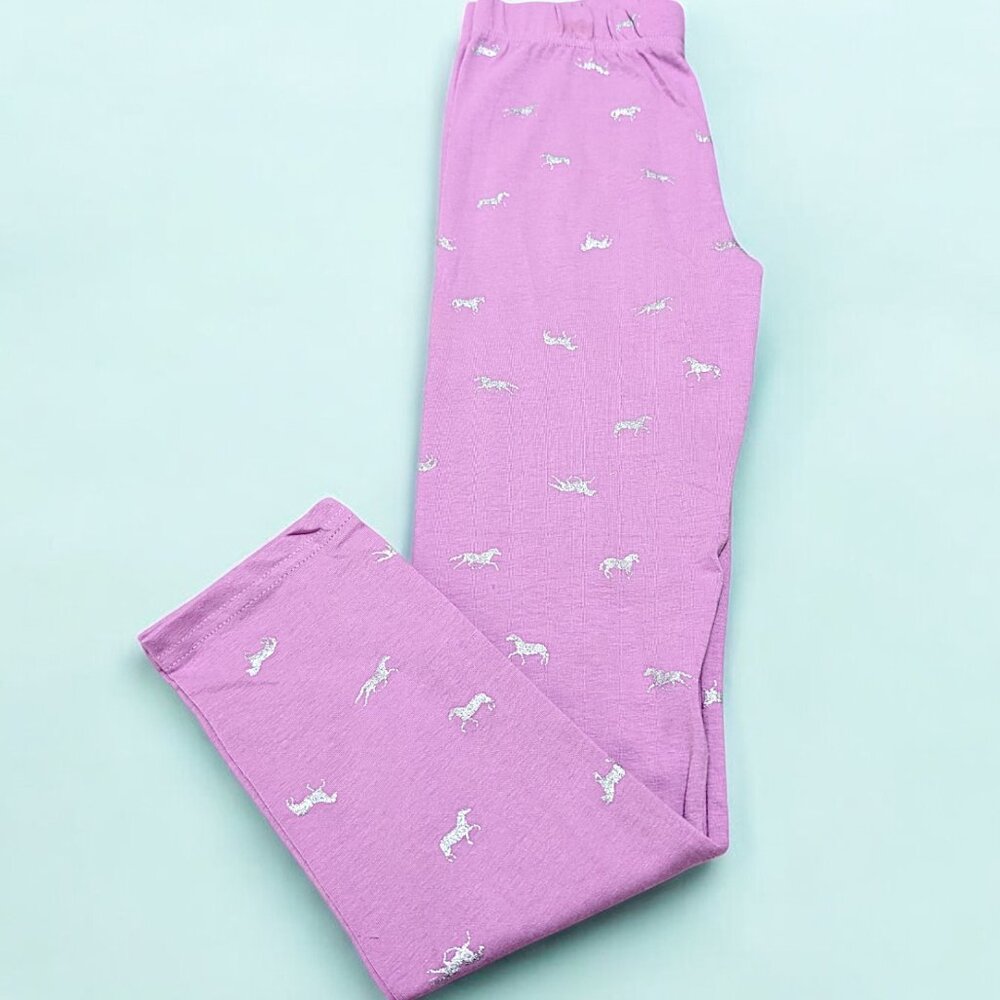 Booky Full length Soft Cotton stretchy leggings Skinny Fit Pink Horses NWOT